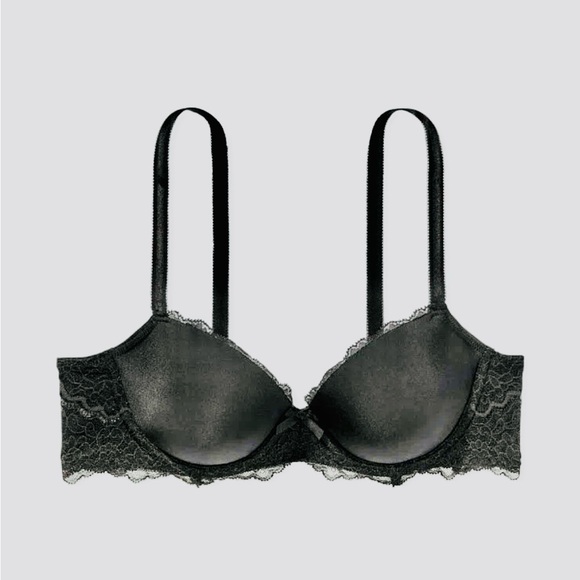 Victoria’s Secret Dream Angels Smooth & Lace Lightly Lined Demi Bra, Black, 32B - Picture 2 of 13